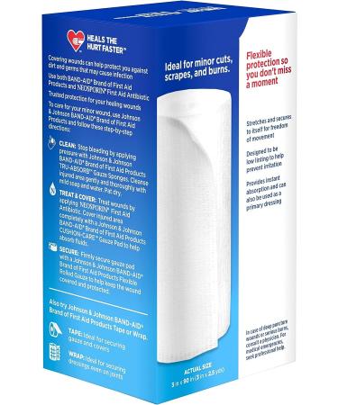 Band-Aid Brand Rolled Gauze 3 Inches x 2.5 Yards - First Aid Product, Pack of 1 - Buy Online on GoSupps.com