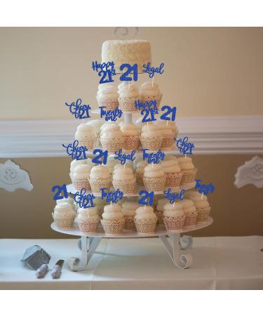 30 Pack Happy 21st Birthday Cupcake Toppers Dark Blue Glitter 21 Fabulous Cheers to 21 Years Old Birthday Cupcake Picks for Happy 21st Birthday Anniversary Party Cake Decorations 21st Dark Blue - Buy Online on GoSupps.com