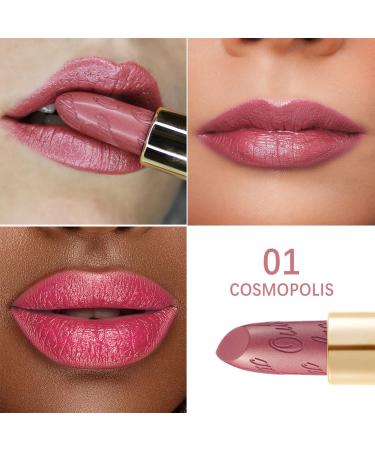 OULAC Pink Metallic Shine Lipstick - Baby Pink Glitter, Long-Lasting & Hydrating Vegan Lip Color - Cosmopolis (01) - Buy Online on GoSupps.com