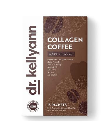 Dr. Kellyanns Grass-Fed Collagen Instant Coffee (15 Packets) - Keto & Paleo Friendly - sugar, dairy, and grain free - brazilian slimming collagen coffee to go