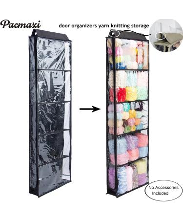 Hanging Yarn Storage Organizer with 5 Compartments - Large Clear Wall Display for Bulky Yarn, Needles, and Hooks (Black) - Buy Online on GoSupps.com