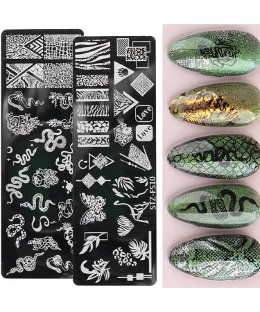 RUNRAYAY 12pcs Retro Theme Nail Stamping Plate Kit - Flower, Snake, Butterfly Patterns for Thanksgiving & Christmas Nail Design - DIY Print Manicure Salon - Buy Online on GoSupps.com
