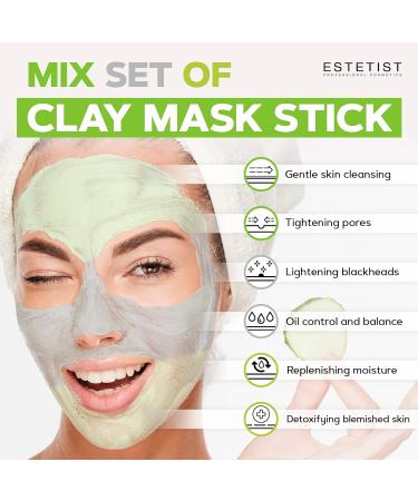 Green Tea Avocado Charcoal Clay Mask Stick Set - Purifying & Replenishing Skin Care Pack of 3 - Blackhead Remover, Anti-Acne Treatment, Deep Pore Cleanser - Gift for Women - Buy Online on GoSupps.com