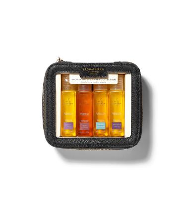 Aromatherapy Associates Mini Shower Oil Travel & Discovery Collection. 4 Premium Shower Oils (50ml each) and Handy Travel Case. Includes Revive De-Stress Muscle and Rose Blends (1 count)