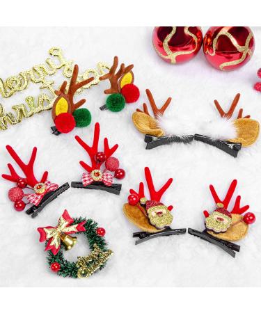 Melliex 4 Couples Christmas Deer Antlers | Plush Reindeer Hair Clips for Girls & Women | Festive Holiday Party Accessories - Buy Online on GoSupps.com