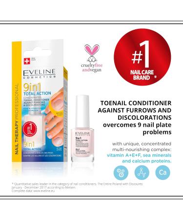 Eveline Cosmetics Toe Nail Therapy 9in1 Serum | 12ml | Strengthening & Hardening Nail Repair Treatment | Immediate Effects - Buy Online on GoSupps.com