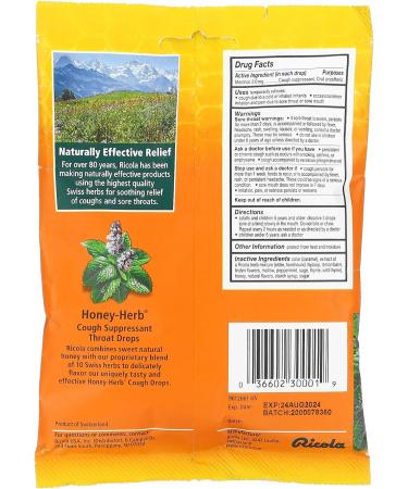 Buy Ricola Natural Throat Drops Honey-Herb 24 Drops per Bag 12 Bags | International Shipping Available - Buy Online on GoSupps.com