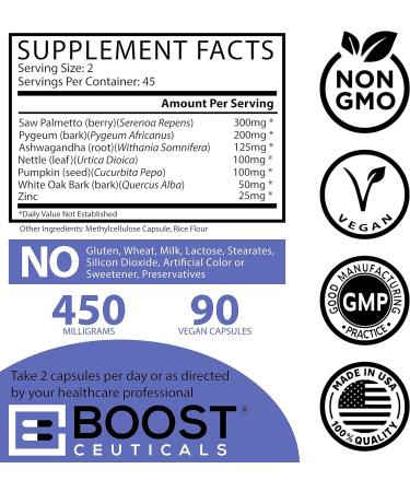 BoostCeuticals Saw Palmetto for Men - Super Prostate Supplement with 7X Ingredients - Vegan & Non-GMO - 90 Vegan Capsules - Buy Online on GoSupps.com