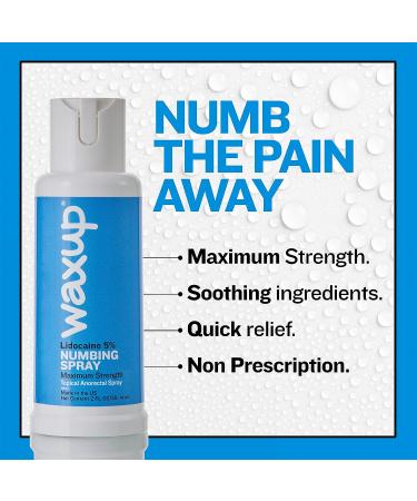 Waxup 5% Lidocaine Spray 2 oz - Maximum Strength Tattoo Numbing & Anesthetic Spray for Feet, Waxing, Sunburn, Ingrown Toenails, Hemorrhoids, Postpartum - Anti-Itch Relief - Buy Online on GoSupps.com