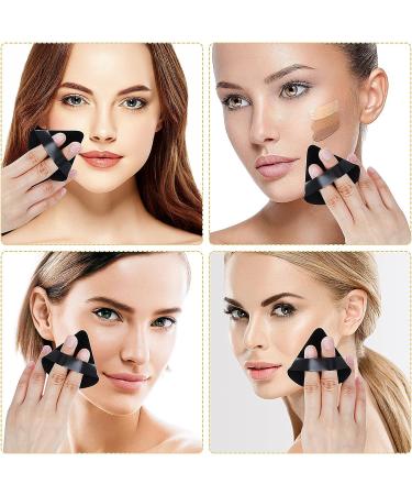 Sibba 4pcs Triangle Powder Puffs - Washable & Reusable Makeup Sponges for Face & Body - Soft Plush Sponge for Wet/Dry Loose Powder - Black - Buy Online on GoSupps.com