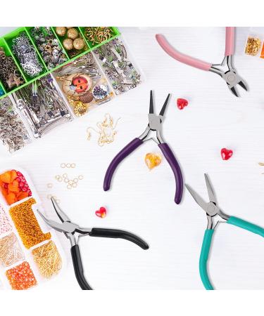 4 Pack Jewelry Making Pliers Tools Kit - Needle, Chain, Round, Bent Nose Pliers & Wire Cutters - for Earring Craft Supplies - Mix Color - Buy Online on GoSupps.com
