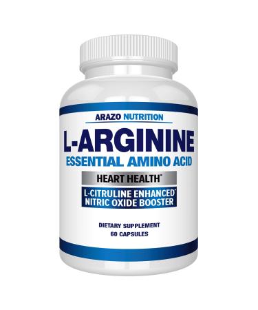 Premium L Arginine - 1340mg Nitric Oxide Booster with L-Citrulline & Essential Amino Acids for Heart and Muscle Gain - Nitric Oxide Boost Supplement for Endurance and Energy - 60 Capsules