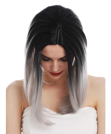 WIG ME UP TYS-896-1BTT-T0906 Women's Long Bob Ombre Wig - Black Grey Clavi-Cut Shoulder Length Hairstyle - Buy Online on GoSupps.com