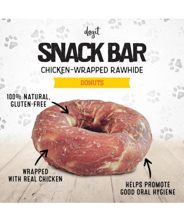 Dogit Snack Bar Rawhide Dog Treats Chicken Wrapped Donuts 2 pcs Dog Treats for Large Dogs Dog Chews Friandise Pour Chien Rawhide Dog Chews Gaterie Pour Chien - Buy Online on GoSupps.com