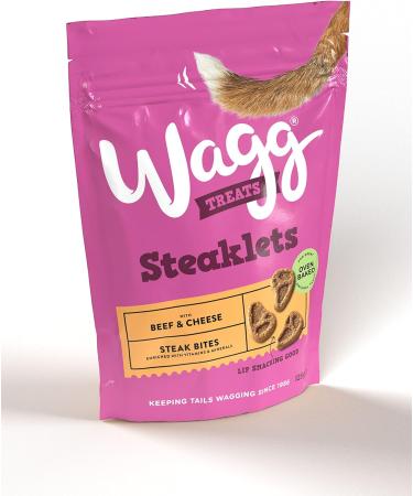 Wagg Steaklets Steak Bites Beef & Cheese Dog Treats 125g (Pack of 7) - Oven Baked Wagg Dog Steaklets Single - Buy Online on GoSupps.com