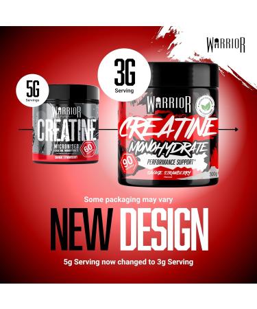 Warrior Creatine Monohydrate Powder 300g - Micronised for Easy Mixing - Savage Strawberry Flavor - Buy Online on GoSupps.com