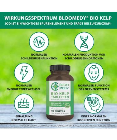 Buy Bio Kelp Iodine 365 Vegan Tablets - 150 g Natural Iodine from Organic Brown Algae - Laboratory Tested in Germany - Sea Kelp Annual Supply No Additives - Buy Online on GoSupps.com
