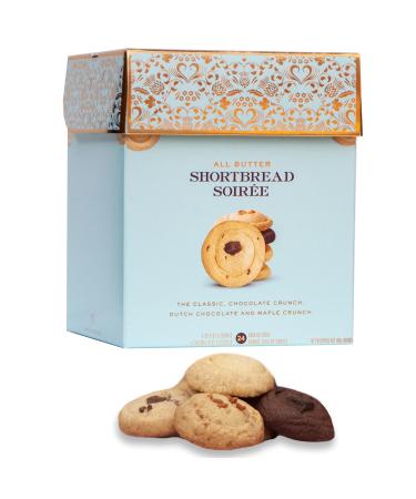 Blue Gift Box of Variety Mary Macleod's Shortbread Handcrafted Premium All-Butter Shortbread Cookies | 24 Variety Shortbread Cookies (6 Each Flavour) 480g |Variety (6 Cookies Each): Classic Chocolate Crunch Dutch Chocolate Maple Crunch |Ocean Blue Colour 