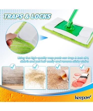 KEEPOW Reusable Microfiber Mop Pads - 6 Pack Green | Compatible with Swiffer Sweeper | Washable Mopping Cloth Refills for Hardwood Floors | Eco-Friendly Alternative (Mop Not Included) - Buy Online on GoSupps.com