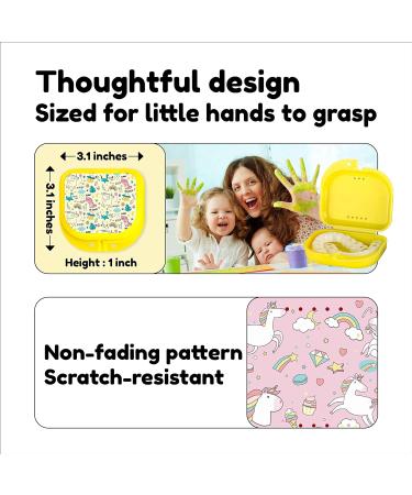 Cute Retainer Holder Case 3 Pack with Cartoon Animals, Dinosaurs & Unicorn Patterns (Green Yellow Pink) - Aligner & Night Guard Case - Buy Online on GoSupps.com