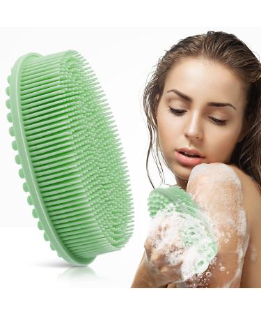 Cobee Silicone Bath Brush  Soft Body Scrubber Exfoliating Shower Brush Loofah Brush Body Scrub Brush Head Massage Brush 2 in 1 Shampoo Brush for Women Men All Kinds of Skin (Green)