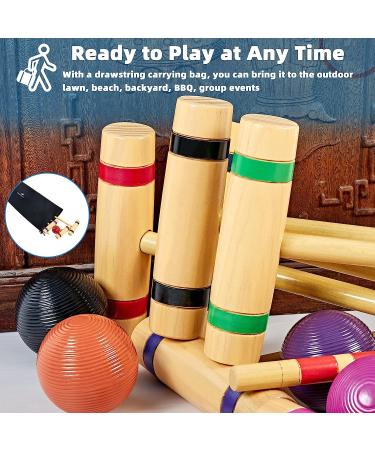 SpeedArmis 8 Players Croquet Set with Wooden Mallets and Colored PE Balls - Outdoor Game Set for Kids/Family - Includes Wickets and Stakes - Portable Carry Bag Included - Buy Online on GoSupps.com