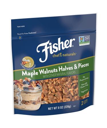FISHER Chef's Naturals Maple Walnuts Halves & Pieces - 8 oz | Gluten Free, Non-GMO, Keto, Paleo - Vegan Friendly | Pack of 1 - Buy Online on GoSupps.com