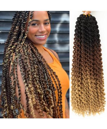 Ombre Passion Twist Hair 24 Inch 8 Packs Passion Twist Crochet Hair For Black Women Water Wave Braiding Hair Long Spring Twist Hair Synthetic Hair Extension (24 Inch (Pack of 8), 1B/30/27) 24 Inch (Pack of 8) 1B/30/27