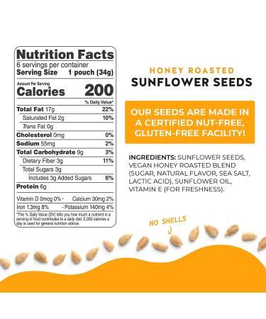 Blakes Honey Roasted Sunflower Seeds - 6 Count Pack | Vegan Protein Snack (6g) | Gluten-Free, Nut-Free & Dairy-Free | Healthy Snacks for Adults & Kids - Buy Online on GoSupps.com