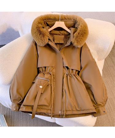 Buy Hehiy Ladies Winter Coat - Warm Quilted Long Hooded Fleece Jacket in White & Black | Stylish Women's Outerwear Sizes XS-XXL - Buy Online on GoSupps.com