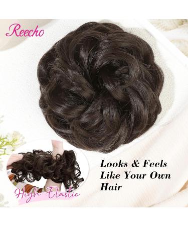 REECHO Messy Bun Hair Piece Thick Tousled Updo Elastic Hair Bun Hair Piece for Women Synthetic Ponytail Extensions Messy Hair Bun Donut Hair Accessories Hair Scrunchies - Dark Brown - Buy Online on GoSupps.com
