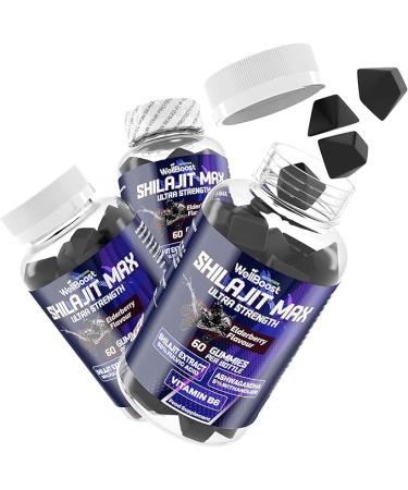Shilajit Max Strength Gummies, 1000mg Shilajit Extract, 1000mg Tyrosine, 1000mg VIT C and 350mg Magnesium, Vegan Sugar Free with BlackBerry Flavour - Buy Online on GoSupps.com