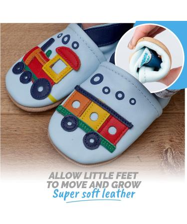 Soft Sole Leather Baby Shoes for Boys and Girls | Toddler Walking Shoes 0-6 Months - Train Design - Buy Online on GoSupps.com