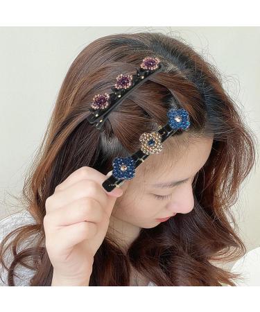 Hair Clips 4 Pack Sparkling Crystal Stone Braided Duckbill Clip Satin Fabric Hair Bands Rhinestone Hair Clips Braided Hair Clip with Rhinestones for Women/Girls - Buy Online on GoSupps.com