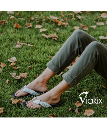 Viakix Orthotic Sandals for Women - Arch Support Sandals for Plantar Fasciitis - Black Stripe, Size 9 - Buy Online on GoSupps.com