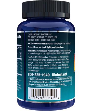Biotest Flameout Inflammation Scavenger - 5500mg Omega-3 Fish Oil Supplement - Pharmaceutical Grade DHA & EPA - Promotes Brain & Heart Health - 90 Softgels - Buy Online on GoSupps.com