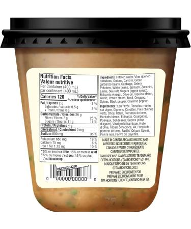 Tim Hortons Garden Vegetable Soup Ready to Serve On the Go 400ml Garden Vegetable 400 ml (Pack of 1) - Buy Online on GoSupps.com