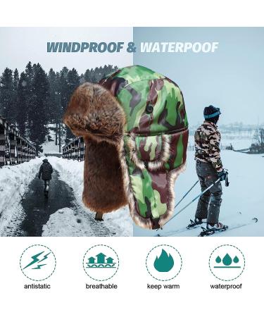 Jade.M.Lau Winter Trooper Trapper Hat - Unisex Russian Bomber Hat with Faux Fur & Ear Flap (Green, Small) - Buy Online on GoSupps.com