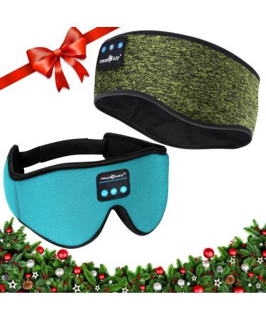 MUSICOZY Sleep Headphones Bluetooth Sports Headband Wireless Music Sleeping Headphones Sleep Eye Mask Earbuds IPX6 Waterproof for Side Sleepers Workout Running Insomnia Travel Yoga Office Pack of 2