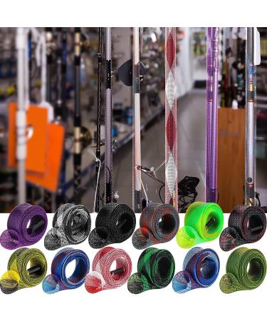 Junkin 24-Piece Fishing Tool Kit: 12 Rod Sleeves + 12 Straps | 66.93 Inch Braided Mesh Pole Covers for Fly, Spinning, Casting, Sea Rods - Buy Online on GoSupps.com