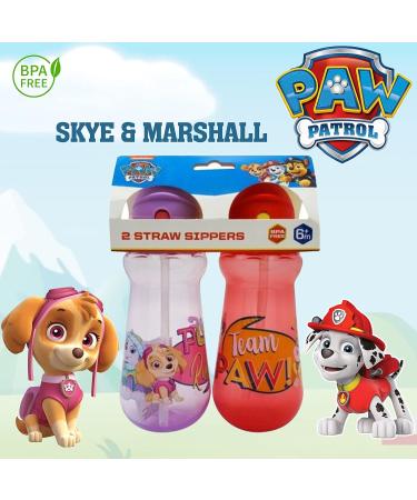 2x Paw Patrol Marshall and Skye Straw Sipper 340ml BPA Free Water Bottles for Kids 6+ Months - Buy Online on GoSupps.com