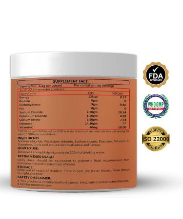 Instant Hydration Electrolyte Powder - Orange Flavor | 220g | 50 Servings for Rehydration & Energy Boost - Buy Online on GoSupps.com