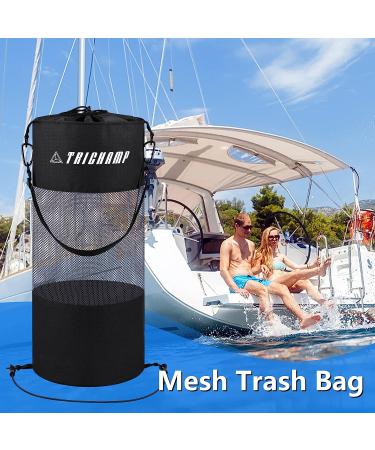 Portable Mesh Boat Trash Bag | Reusable Pontoon Boat & Kayak Accessories - Black - Buy Online on GoSupps.com