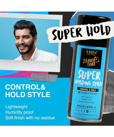 EBIN NEW YORK 24 Hour Tamer Super Holding Spray - Contol & Hold 12.13oz/ 480ml | Tames Frizz & Flyaway Gives High Shine & Volume All Day Hold 8.89 Fl Oz (Pack of 1) Super - Buy Online on GoSupps.com