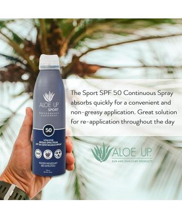 Aloe Up Sport SPF 50 Unscented Sunscreen Spray - 6 oz | Quick-Drying & Non-Greasy | Made in USA | Reef Safe Sun Protection - Buy Online on GoSupps.com
