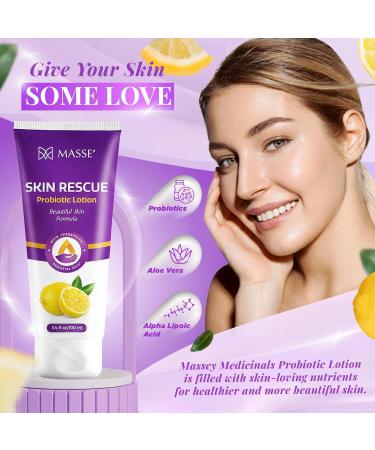 Massey s Skin Rescue Probiotics Lotion - Daily Non-Greasy Hydrating Lotion for Men & Women - Refreshing Lemon Scent - Smooth Sensitive Skin - 3.4 oz - International Shipping Available - Buy Online on GoSupps.com