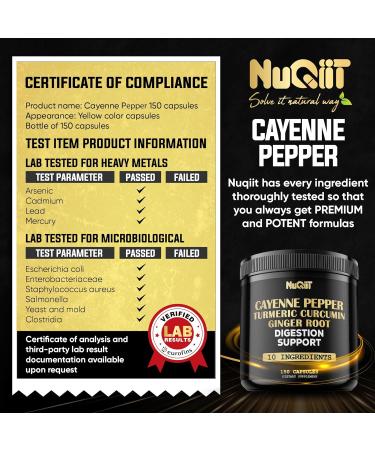 Cayenne Pepper Capsules with Turmeric Curcumin Root Ginger Root Berberine HCl & More - Support Immune System Digestion Joint Health & Heart Health - 150 Capsules - Buy Online on GoSupps.com