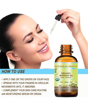 Botanical Beauty Organic Moringa Oil 100% Pure Natural Undiluted 0.5 Fl.oz.- 15 ml. for Face Skin Hair Lips Body Nails Rich in Vitamin C Vitamin E - Buy Online on GoSupps.com