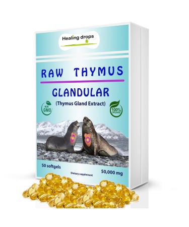 HEALING DROPS Thymus Glandular Supplement Raw Tissue Extract - Supports Immune Allergy Histamine Health Soft Gels with Harbor Seal Thymus Gland
