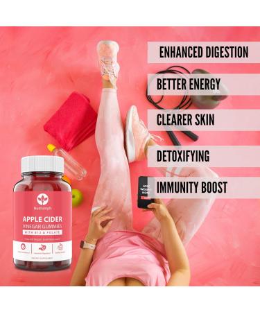 Nutriumph Apple Cider Vinegar Gummies with The Mother Vegan - 60 ACV Gummy Vitamins for Weight Loss, Detox, Immune Support, Skin, Hair, and Nails - Includes Vitamin B12 & Folate - Men & Women - Buy Online on GoSupps.com